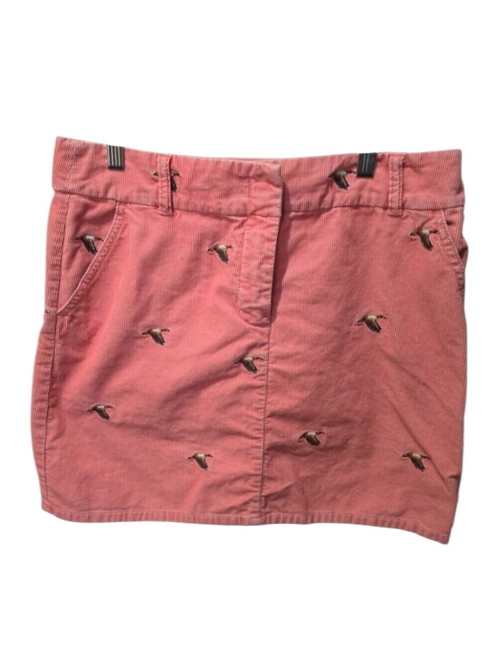 J.Crew Pink Corduroy Embroidered Duck Mini Skirt Size 8 Preppy Coastal